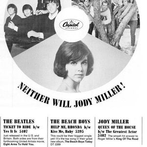 Mid-1960's Capitol Records advertisement featuring Jody Miller, The Beatles and The Beach Boys