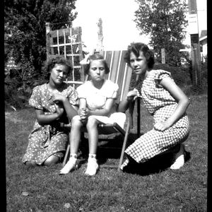 Clara Ann Fowler, later known as Patti Page, poses with her sisters Peggy and Virginia Fowler at their childhood home at 705 W 36th Place in Tulsa.