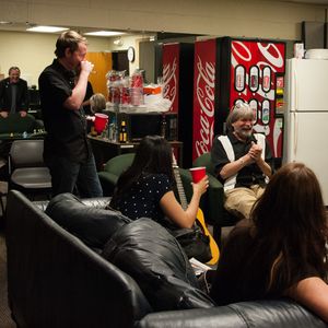 Tom Skinner and friends backstage before John Fullbright's 2014 CD release show at Mitchell Hall in Edmond.